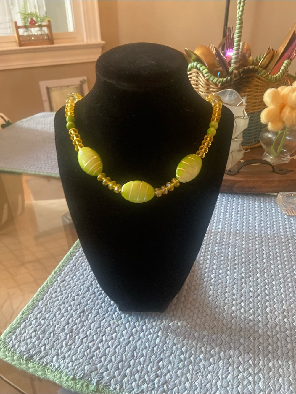 Green Bead Statement Necklace - Unbranded